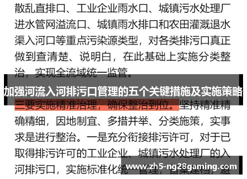 加强河流入河排污口管理的五个关键措施及实施策略