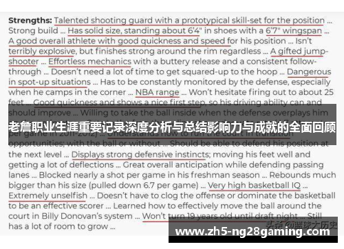 老詹职业生涯重要记录深度分析与总结影响力与成就的全面回顾